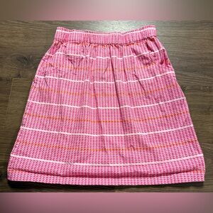 Vineyard Vines Skirt Girls Size L (14) Pink White Stripe Whale Logo Print Pocket
